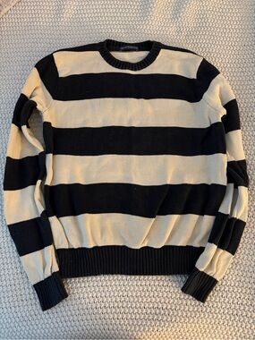 Brandy Melville Striped Crewneck Sweater in Black and Cream